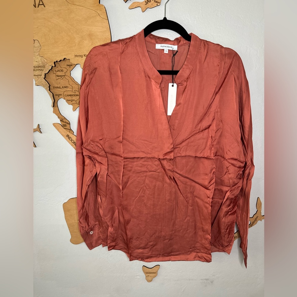Olivaceous satin blouse
